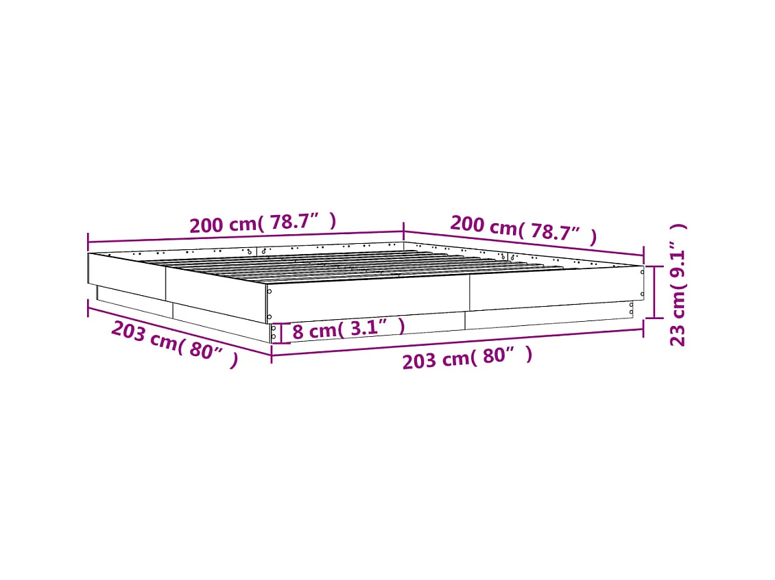 Bettgestell ohne Matratze Sonoma Eiche 200x200 cm
