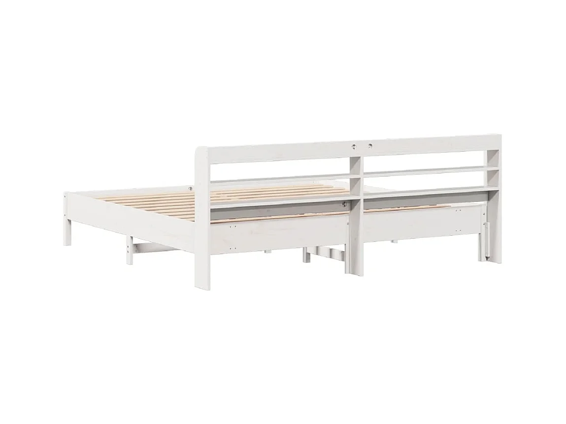 Estructura de cama sin colchón blanca 200x200 cm madera maciza de pino