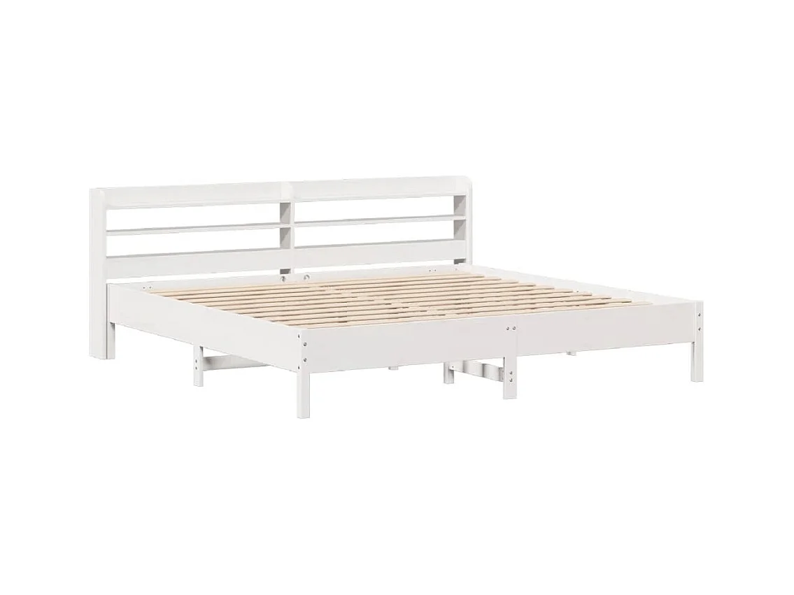 Estructura de cama sin colchón blanca 200x200 cm madera maciza de pino