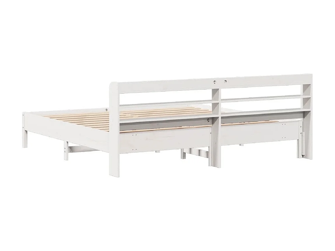 Estructura de cama sin colchón blanca 200x200 cm madera maciza de pino