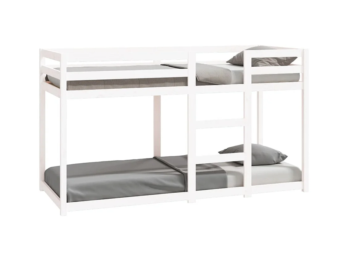 Letto a castello senza materasso bianco 75x190 cm in legno massello di pino