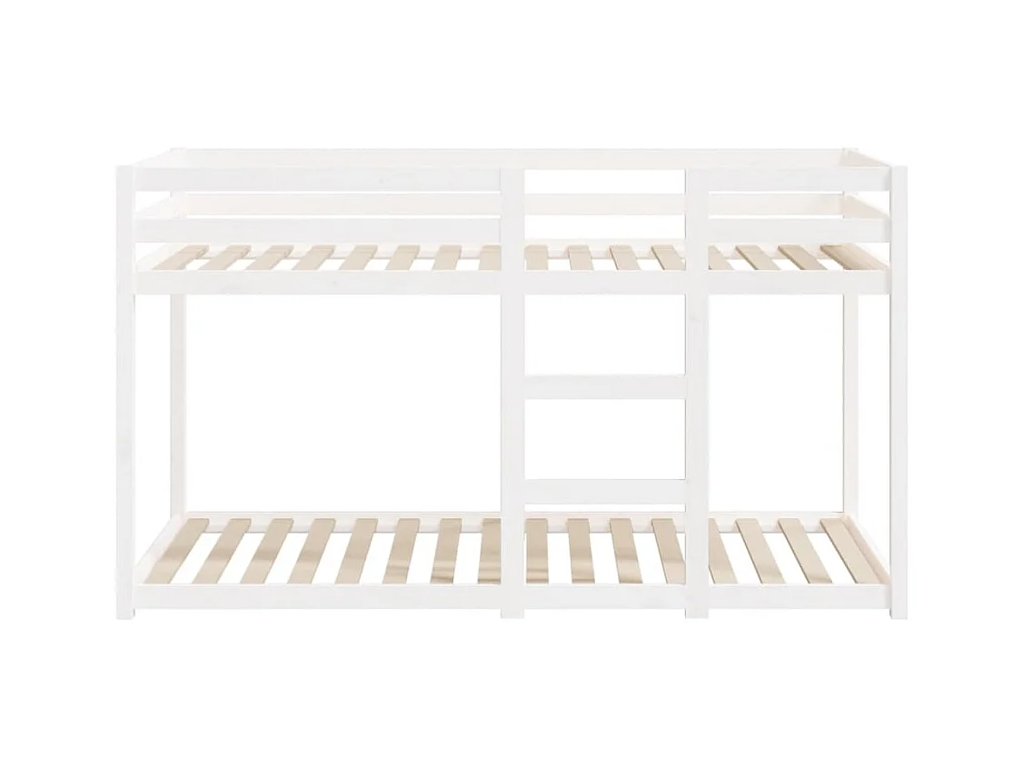 Letto a castello senza materasso bianco 75x190 cm in legno massello di pino