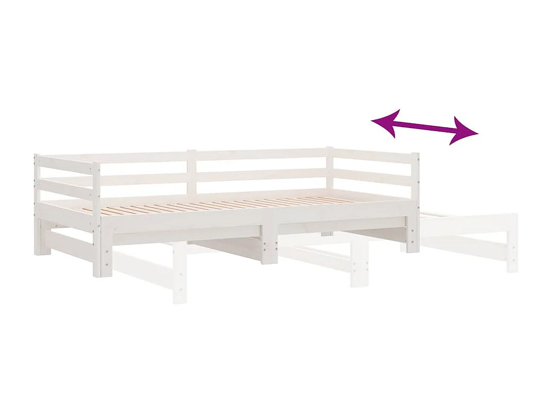 Lit coulissant sans matelas blanc 80x200 cm