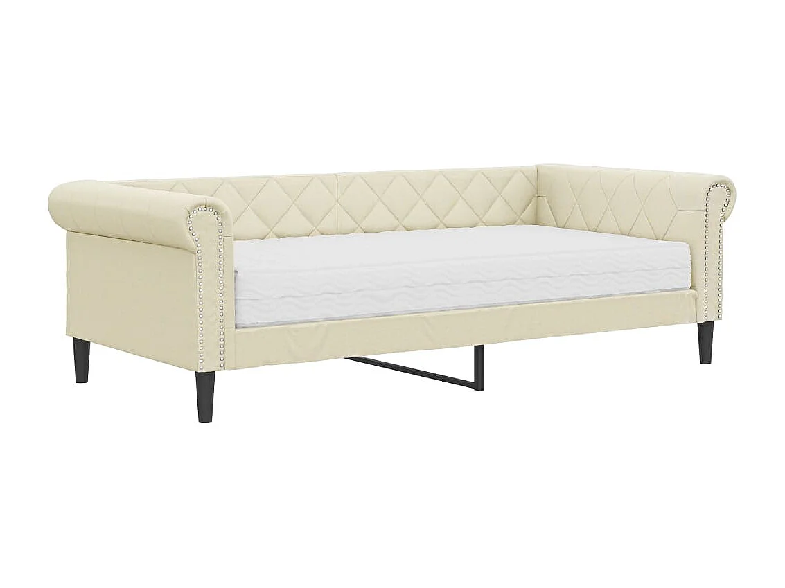 Dagbed met crème matras 90x200 cm imitatieleer