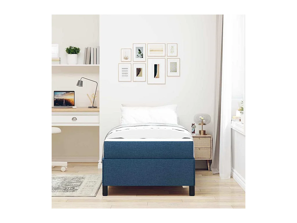 Blauw en zwart boxspringbed 90 x 200 cm