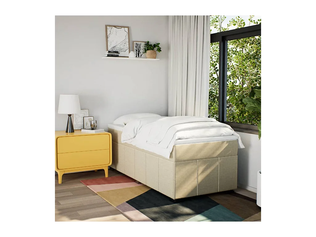 Lattenbodem met matras Crème 90x200 cm Stof