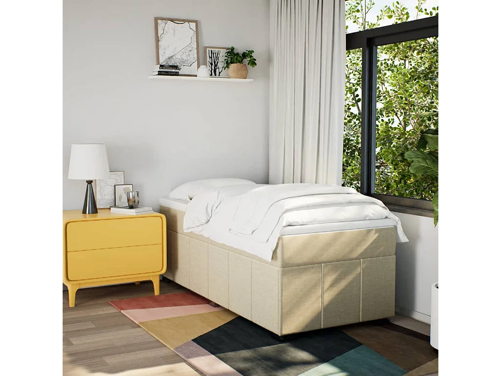 Lattenrost mit Matratze Creme 90x200 cm Stoff