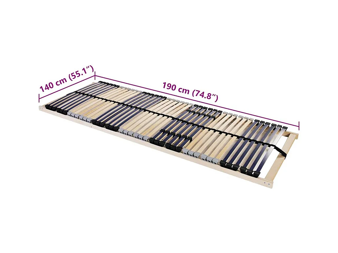 Somier de láminas Marrón 140 x 190 cm Madera maciza de haya