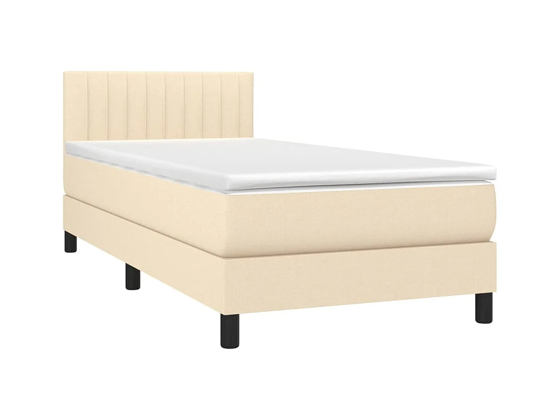Sommier à lattes de lit avec matelas Crème 90x200 cm Tissu