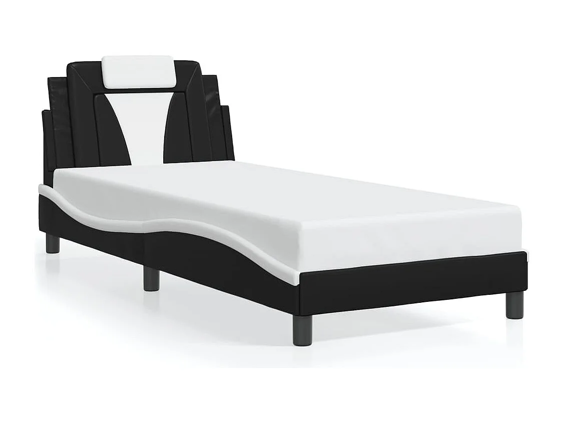 Bedframe zonder matras zwart-wit 90x190 cm kunstleer