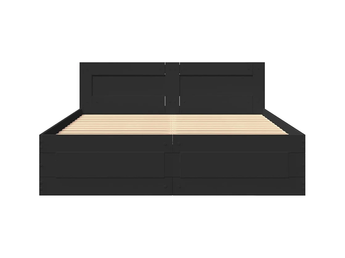 Bedframe met hoofdbord zonder matras zwart 140x200 cm
