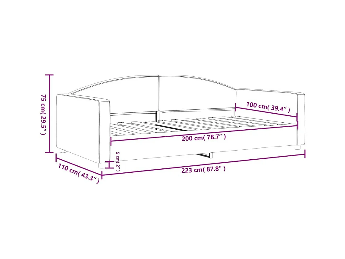 Lit de repos crème 100x200 cm tissu
