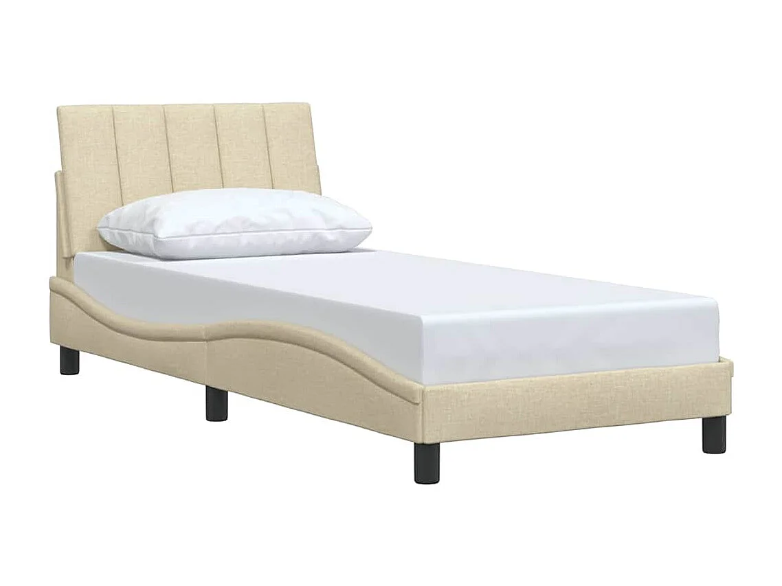 Cadre de lit sans matelas crème 90x200 cm tissu