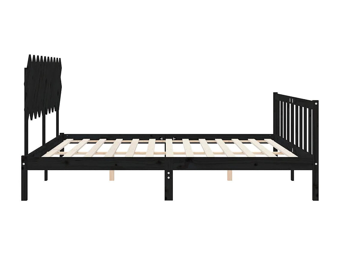 Estructura de cama sin colchón negra 200x200 cm madera maciza de pino