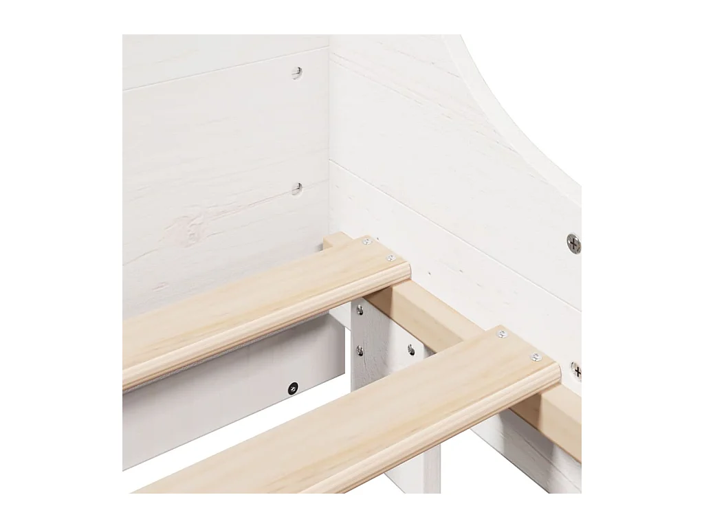 Lit bibliothèque sans matelas blanc 120x200 cm bois massif