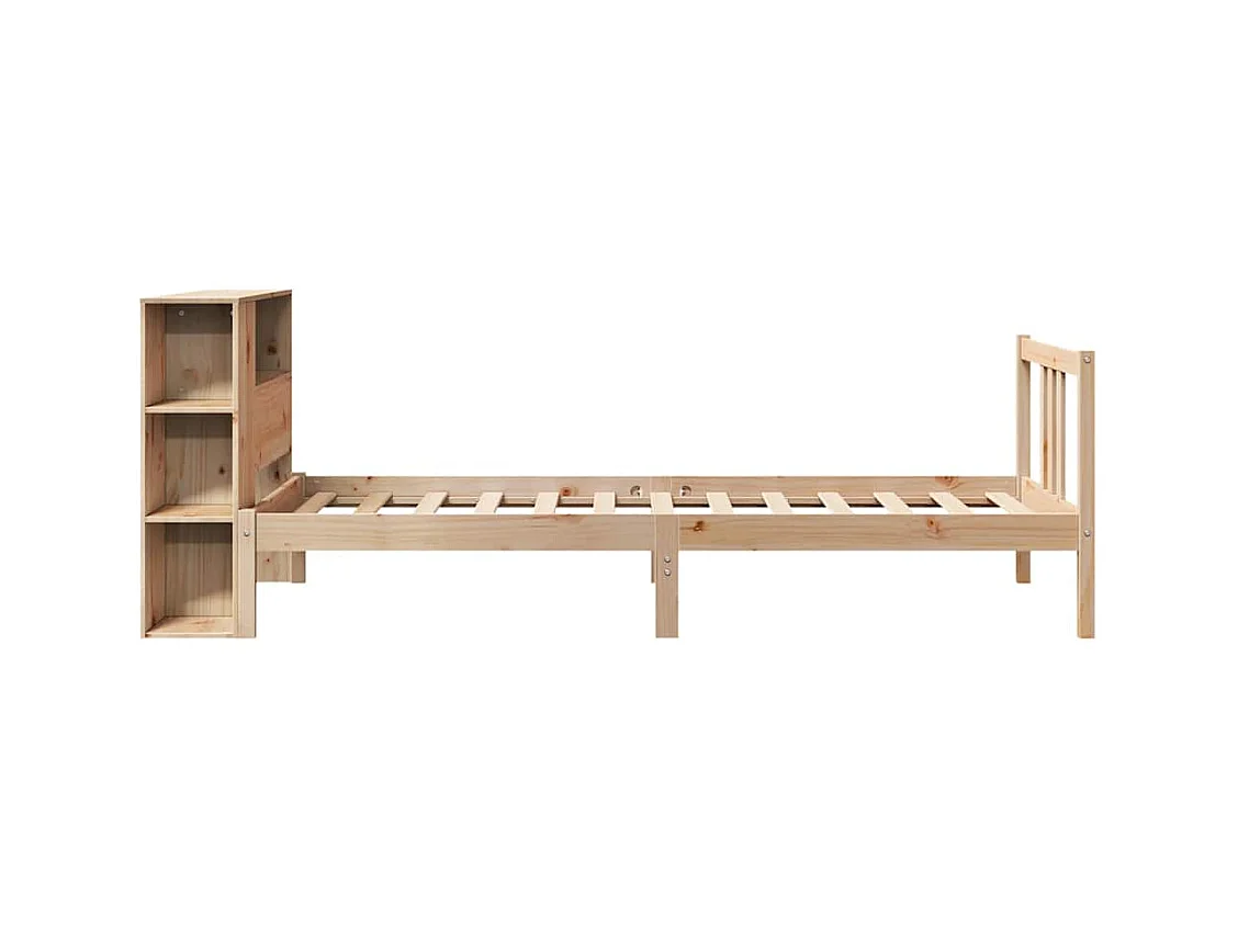 Letto a libreria senza materasso 90x190 cm in legno massello di pino