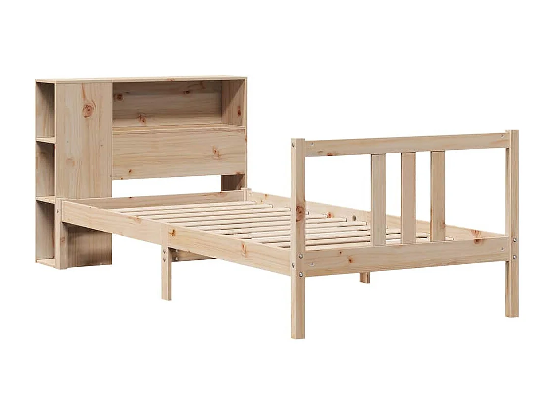 Lit bibliothèque sans matelas 90x190 cm bois de pin massif