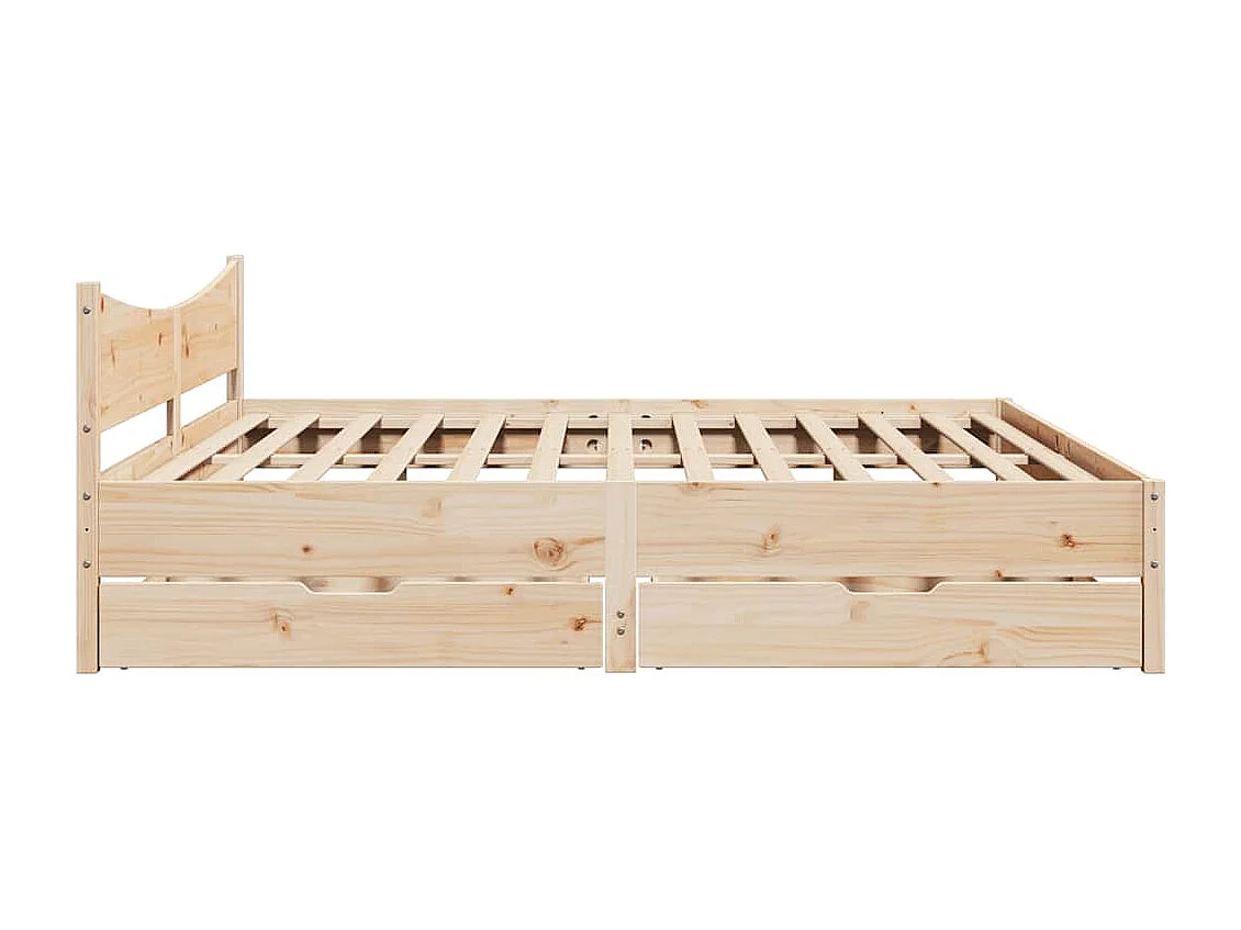 Struttura letto con cassetti 180x200 cm in legno massello di pino