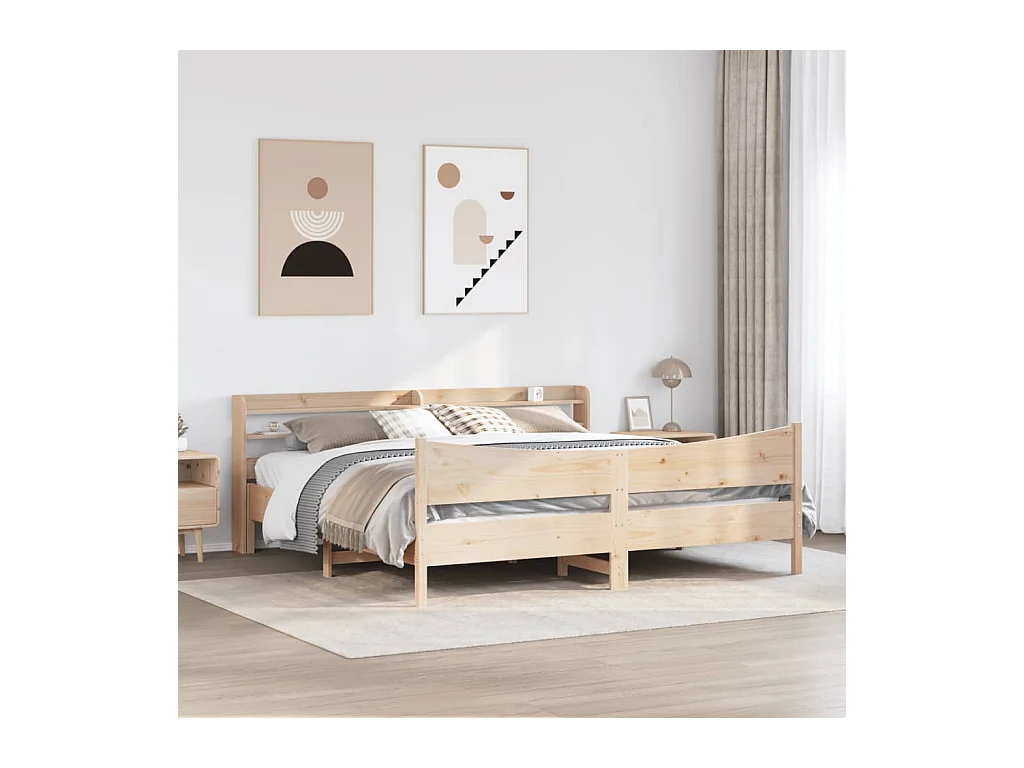 Bedframe met hoofdbord 180x200 cm massief grenenhout