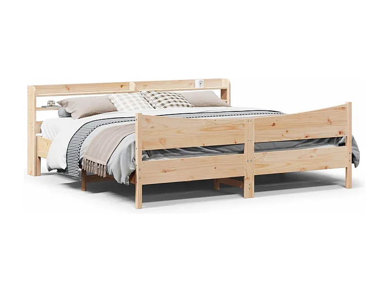 Struttura letto con testiera 180x200 cm in legno massello di pino