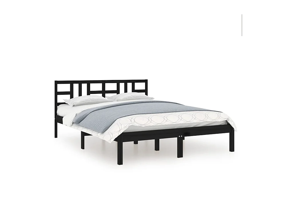 Struttura letto senza materasso nero 140x190 cm in legno massello