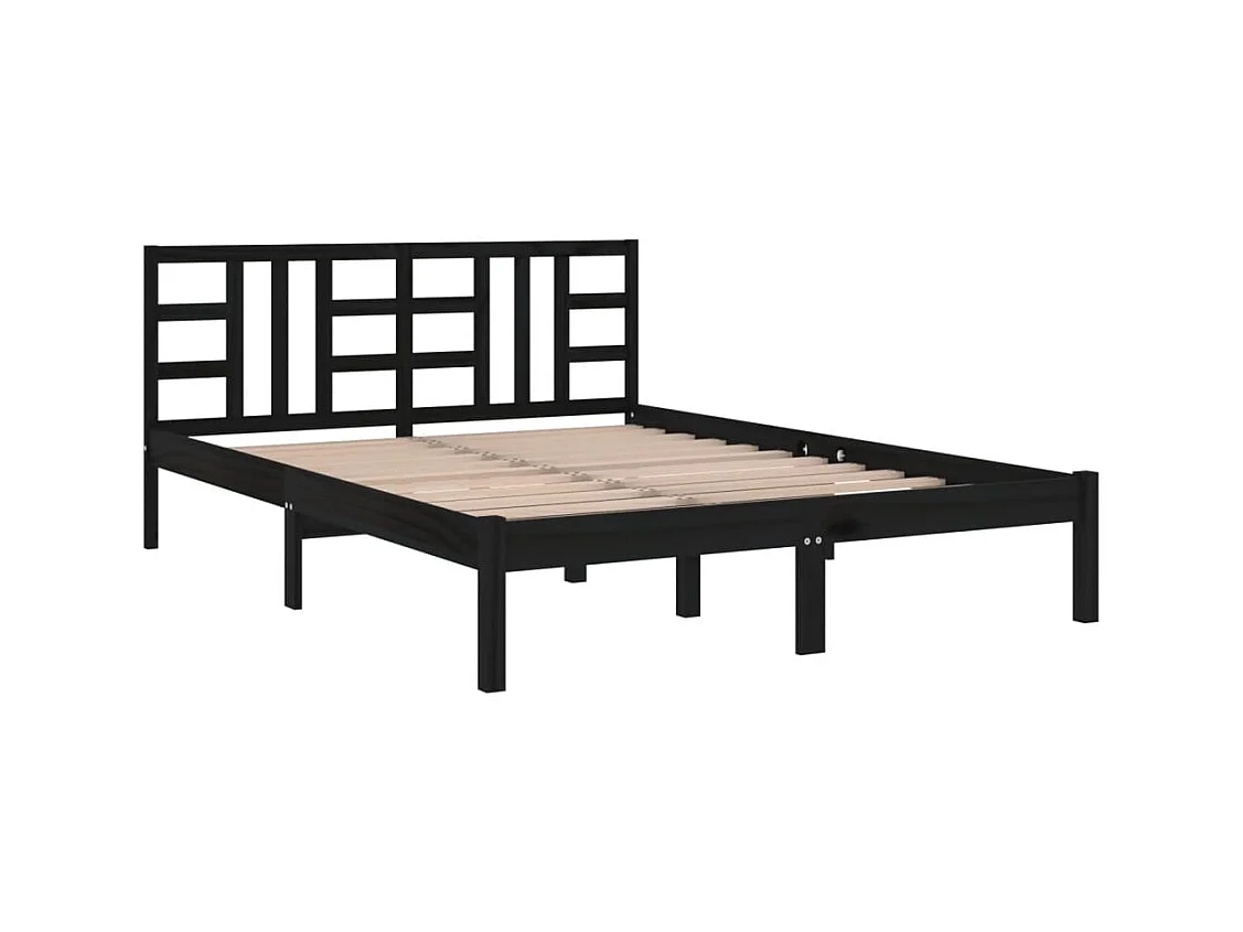 Struttura letto senza materasso nero 140x190 cm in legno massello