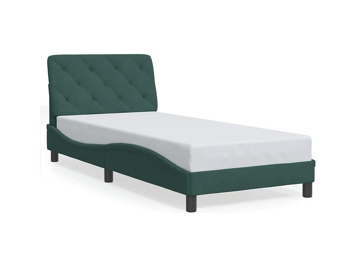 Cadre de lit avec LED sans matelas vert foncé 90x190 cm velours