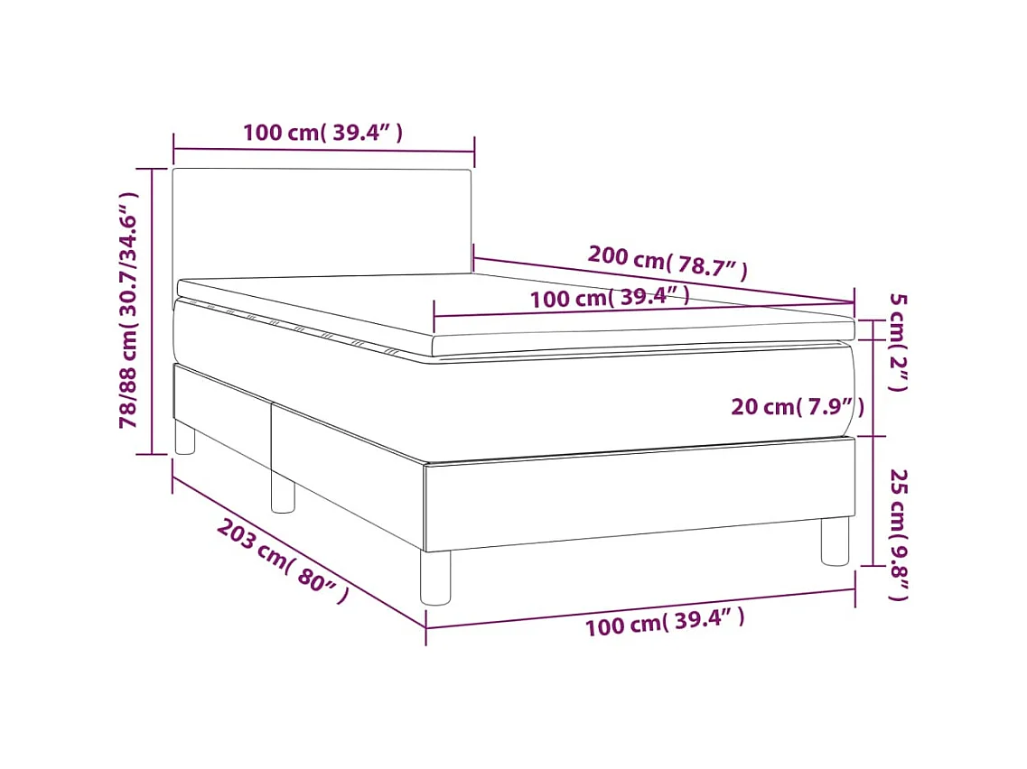 Rete a doghe con materasso Nero 100x200 cm Velluto