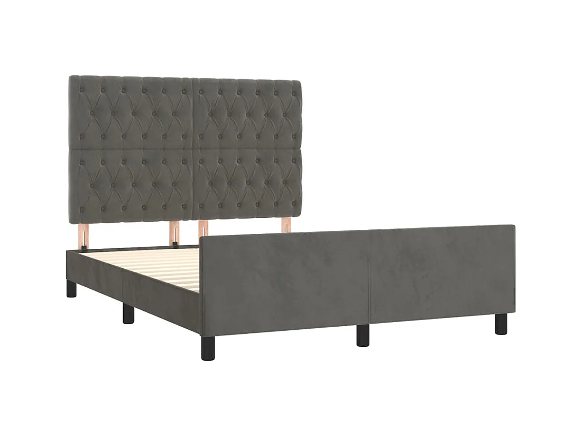Cadre de lit sans matelas gris foncé 140x200 cm velours