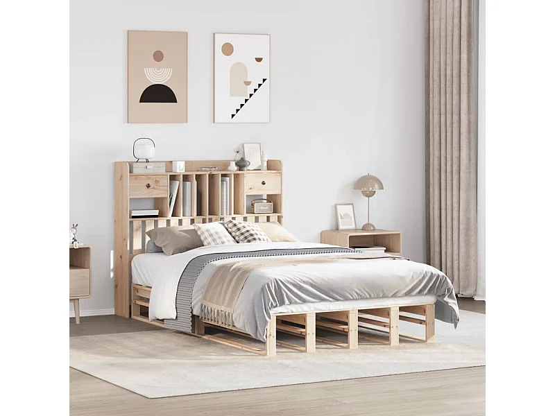 Boekenkastbed zonder matras 135x190 cm massief grenenhout