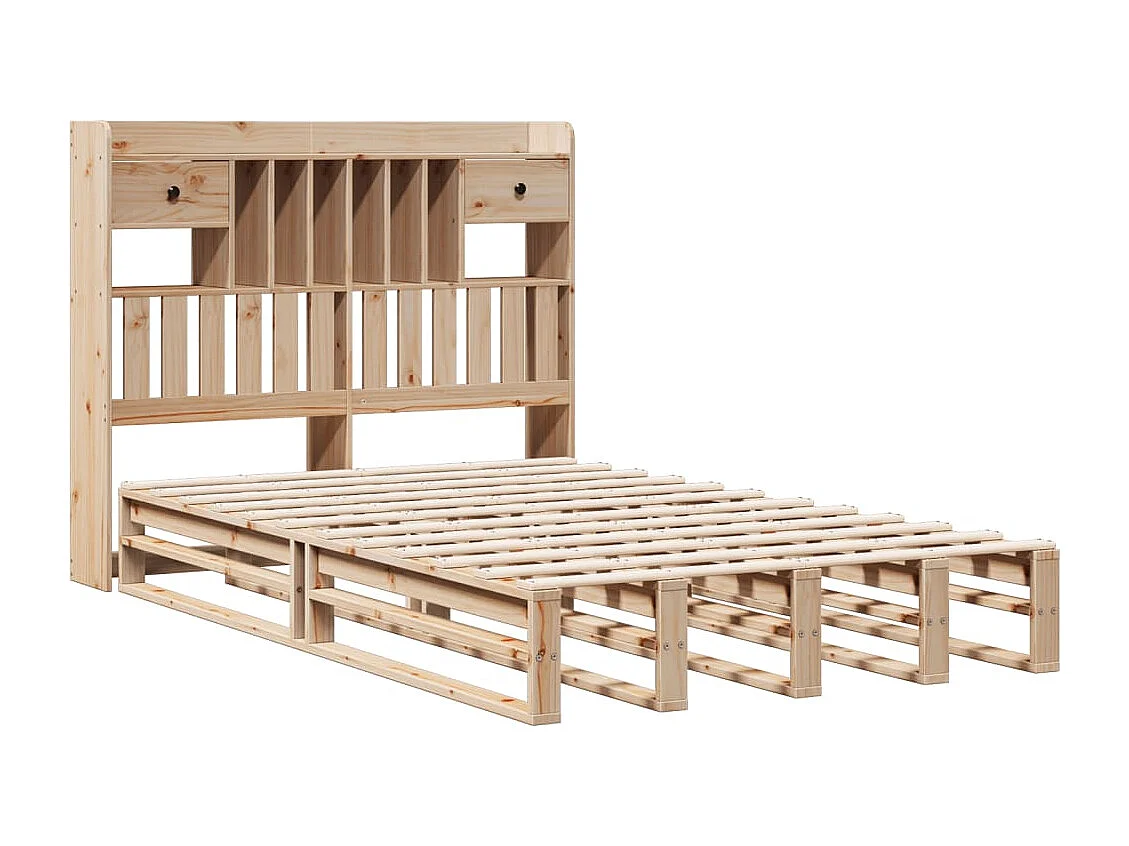 Letto libreria senza materasso 135x190 cm in legno massello di pino
