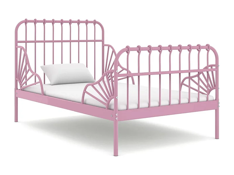 Cadre de lit extensible sans matelas rose métal 80x130/200 cm