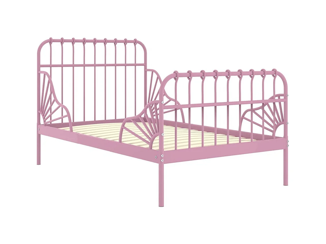 Cadre de lit extensible sans matelas rose métal 80x130/200 cm
