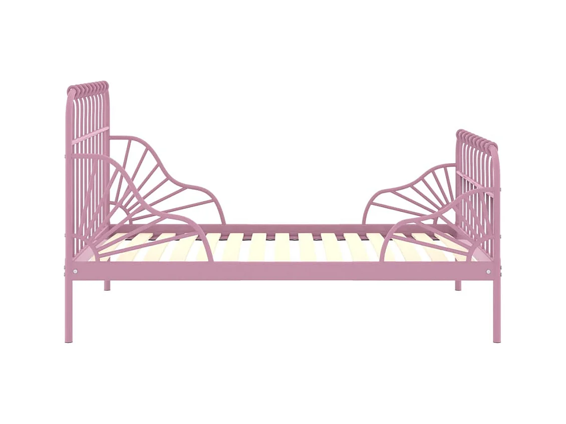 Cadre de lit extensible sans matelas rose métal 80x130/200 cm