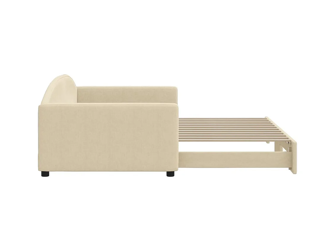 Cama de día con cama nido tela crema 100x200 cm