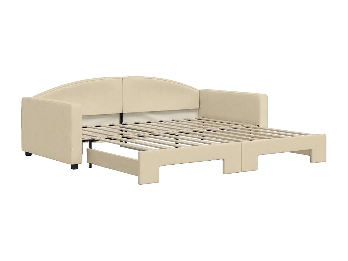 Lit de jour avec lit gigogne crème 100x200 cm tissu