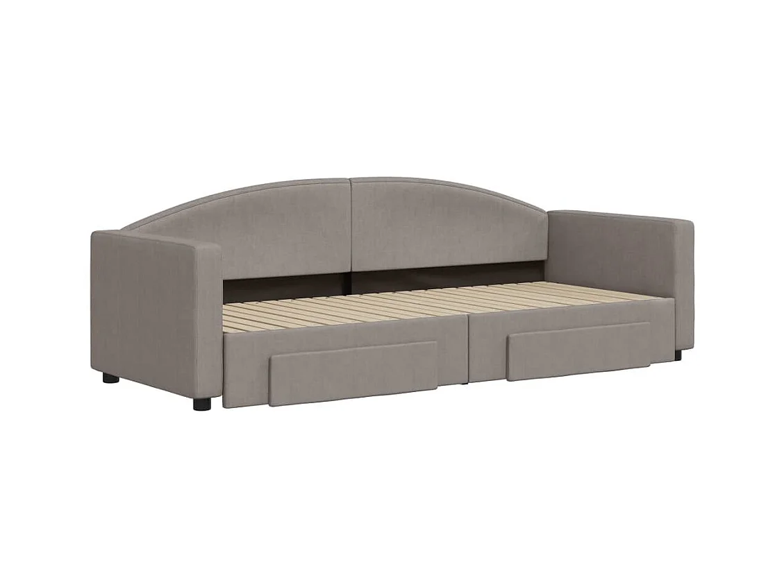 Dagbed met onderschuifbed en lades zonder matras taupe 80x200cm