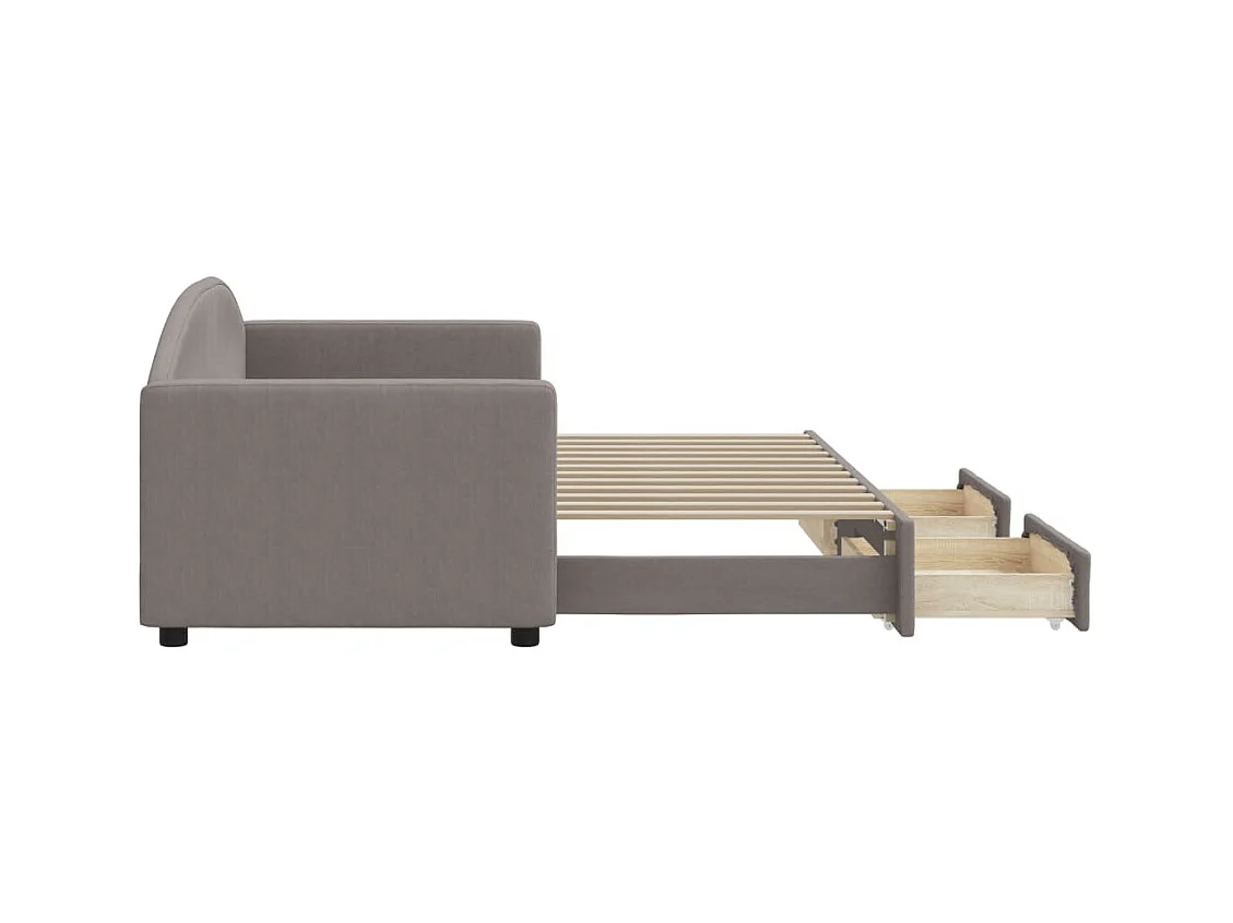 Dagbed met onderschuifbed en lades zonder matras taupe 80x200cm