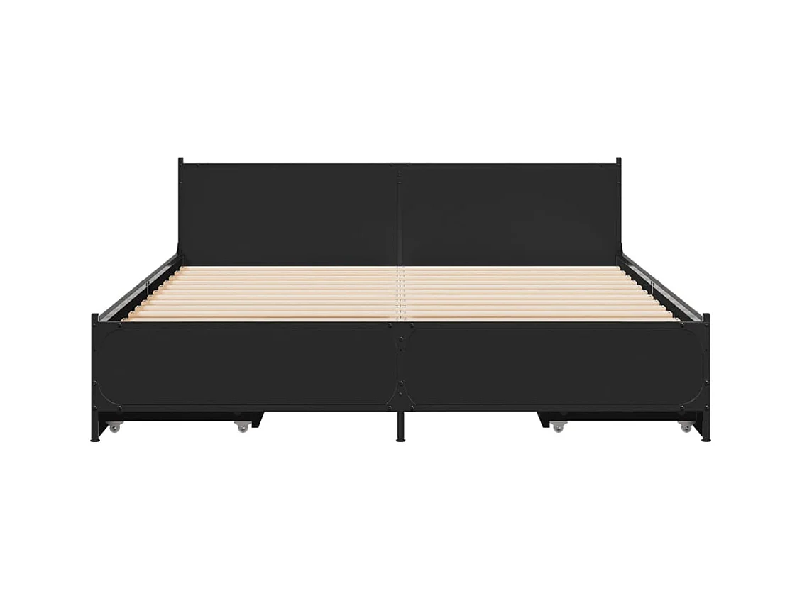 Bedframe met lades zonder matras zwart 135x190 cm