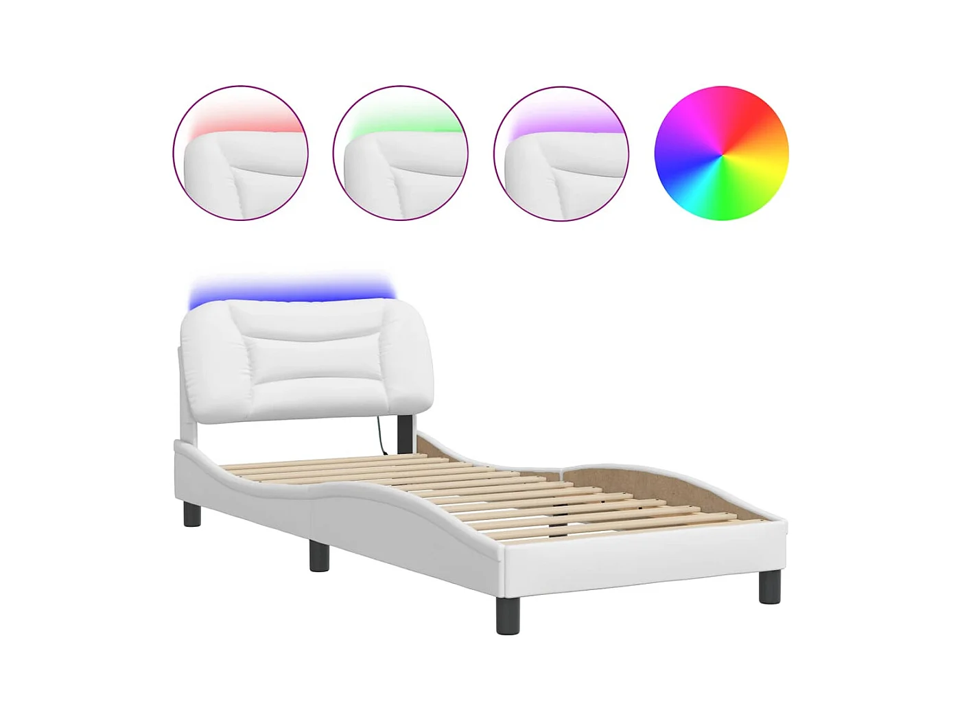 Struttura letto con LED senza materasso bianco 90x190 cm