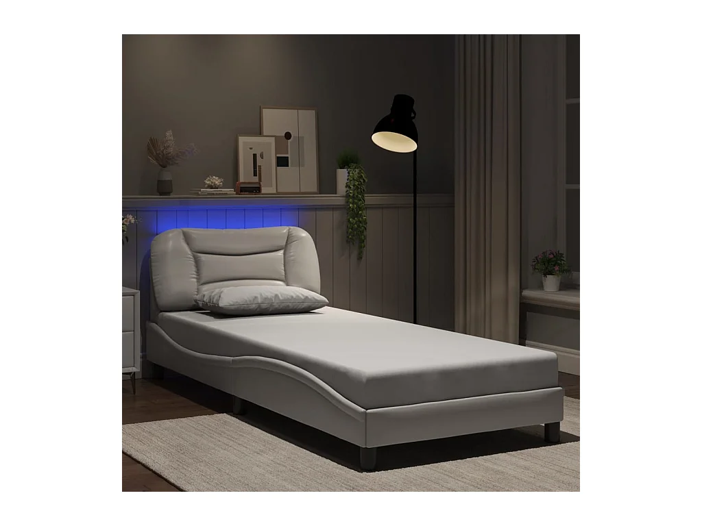 Cadre de lit avec LED sans matelas blanc 90x190 cm