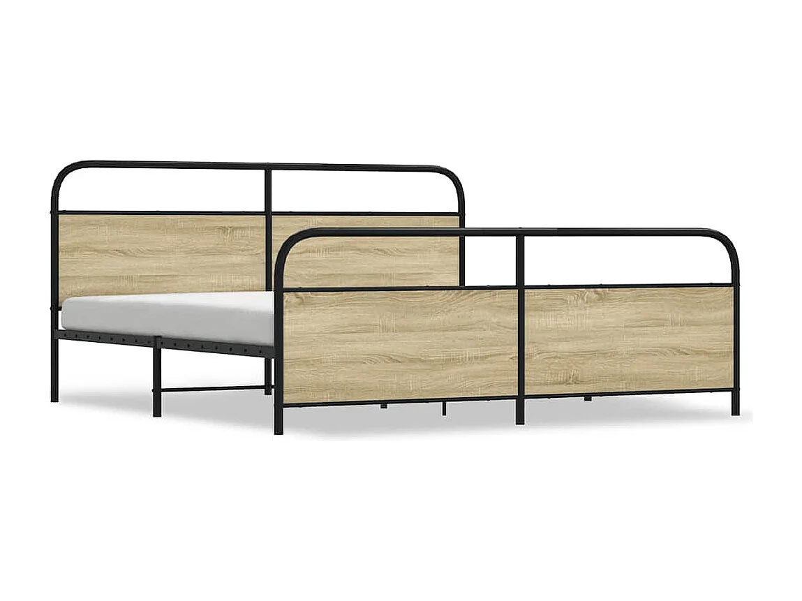 Estructura de cama de metal sin colchón roble Sonoma 180x200 cm