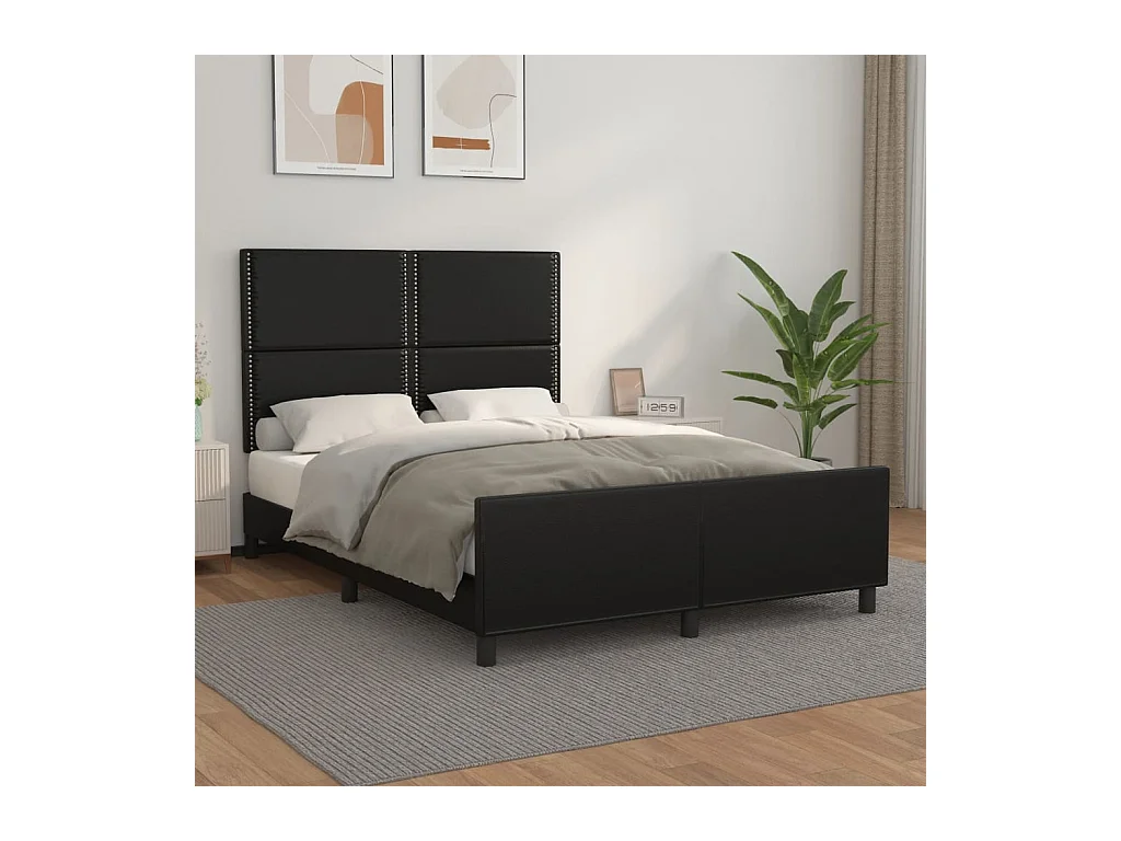 Struttura letto senza materasso nero 140x190 cm similpelle