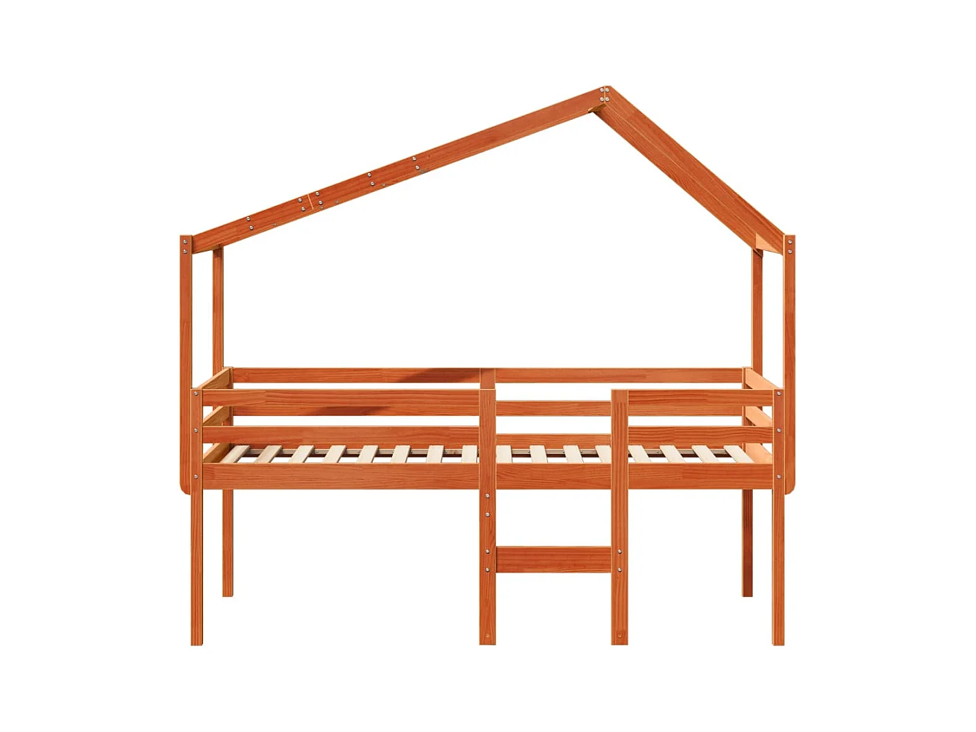 Letto alto senza materasso marrone cerato 80x200 cm legno massello di pino