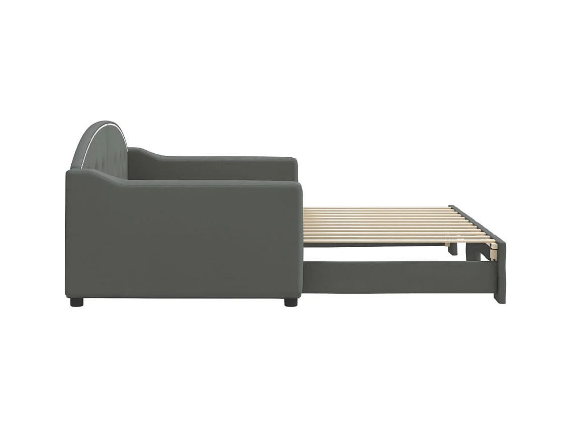 Cama de día con nido sin colchón gris oscuro 90x200 cm