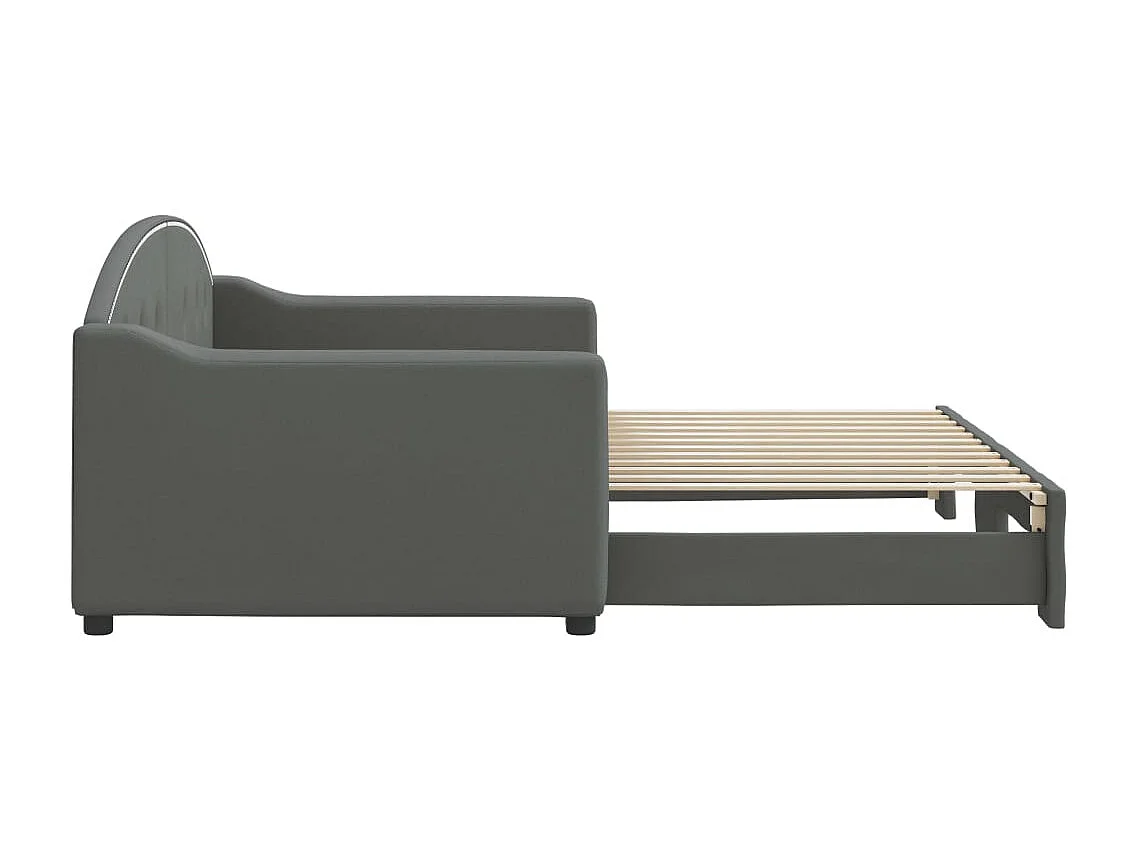 Lit de jour avec gigogne sans matelas gris foncé 90x200 cm