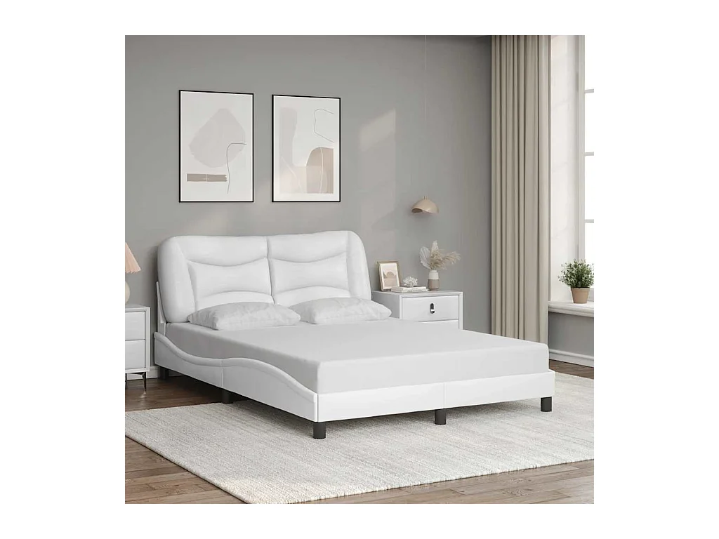 Estructura de cama sin colchón blanco 140x190 cm símil piel
