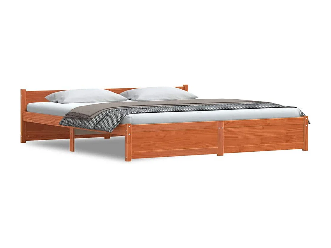 Struttura letto cerata marrone 180 x 200 cm Legno massello di pino