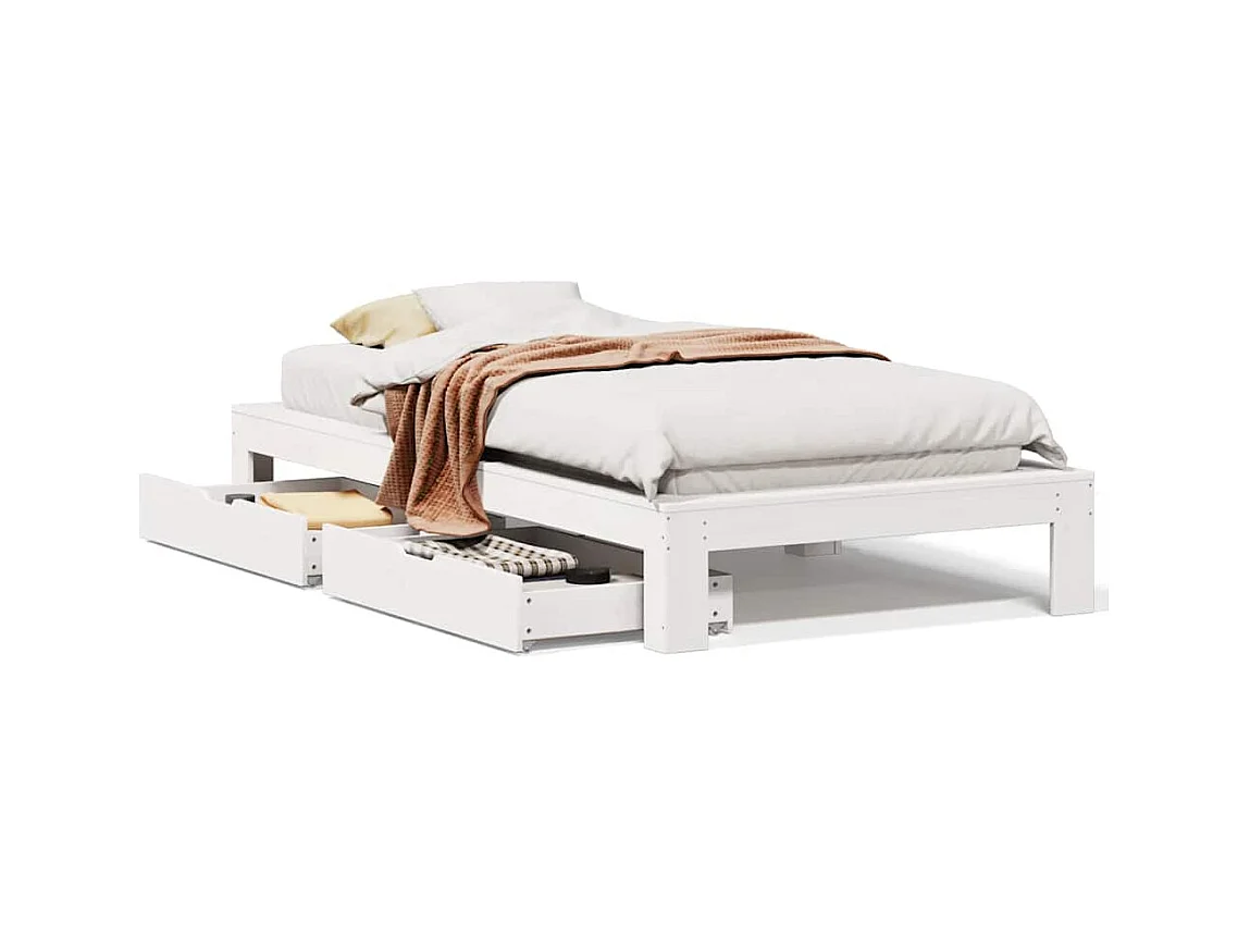 Bedframe zonder matras wit 90x200 cm massief grenenhout