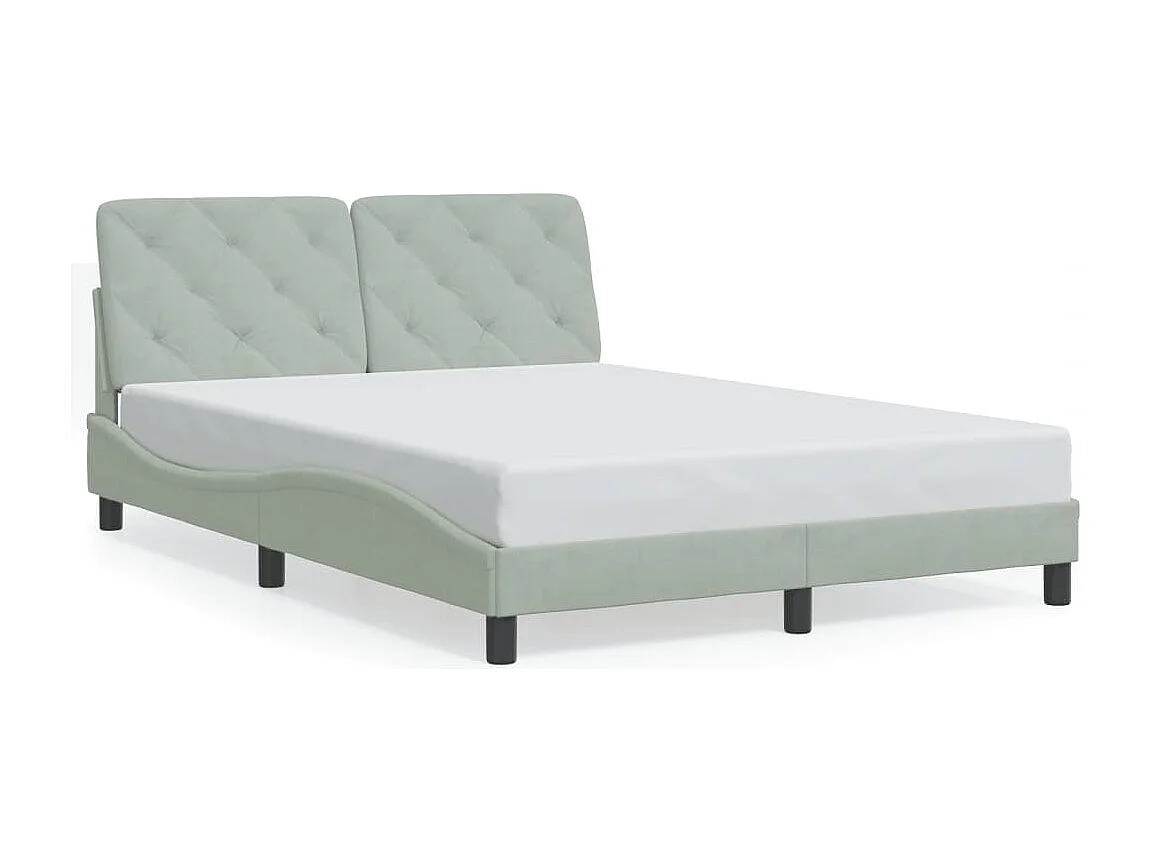 Struttura letto con LED senza materasso grigio chiaro 140x200cm velluto